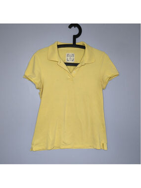 Old Navy Mid-2000s Preppy Polo Shirt M Butter Yellow